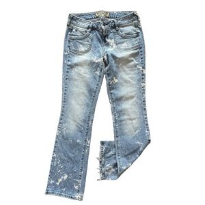 ✨ HINT JEANS Y2K Low Rise Bootcut | Bleached Distressed Denim | Size 9 Long